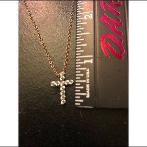Rose gold pendant cross necklace with diamonds